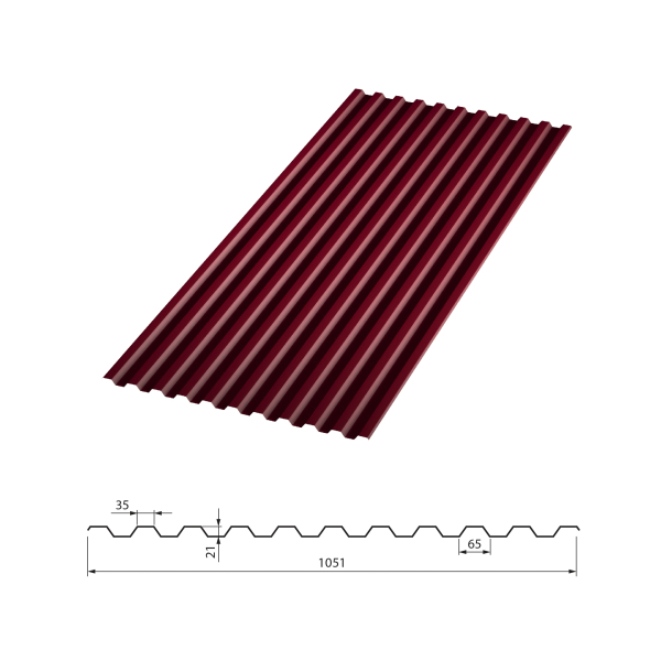 Профлист С21 (3005) красное вино 2 м.-0,4