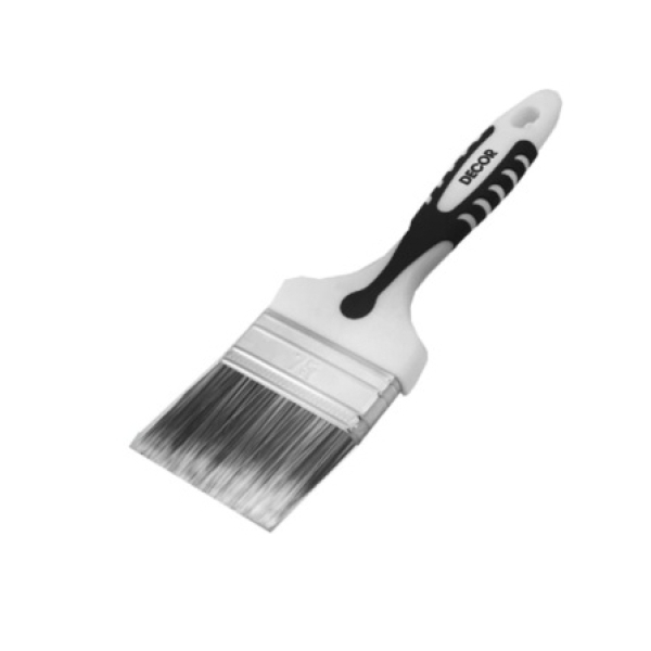 Кисть плоская 75*15мм серебристая щетина Black White Premium Decor