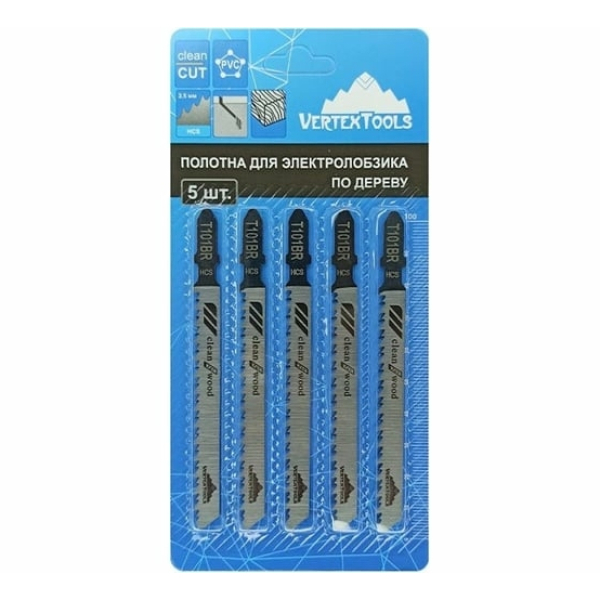 Полотно для электролобзика по дереву чистый рез T101BR 5шт VERTEXTOOLS