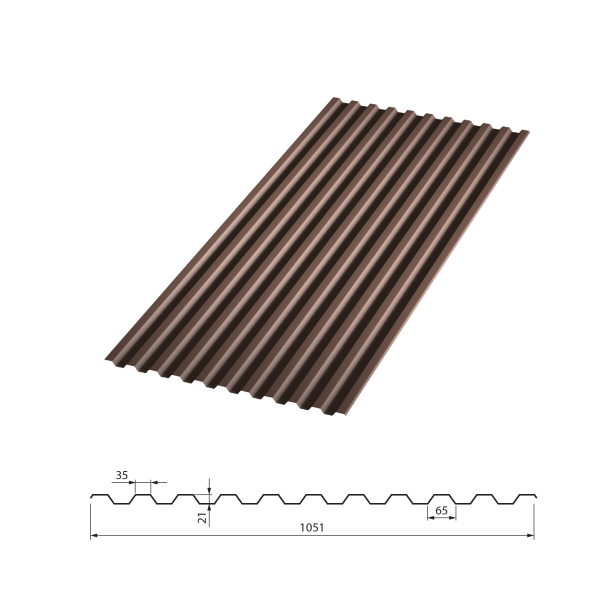Профлист С21 (8017) шоколадно коричневый 3 м.-0,4 ДЕФЕКТ