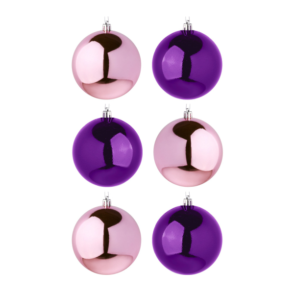 СНОУ БУМ Набор шаров 6шт 8см пластик, в тубе, лиловый/лавандовый