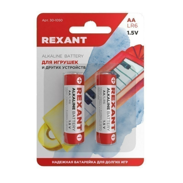 Батарейка алкалин AA LR6 1,5V BL2 REXANT