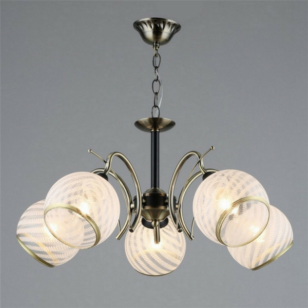 Люстра 5*60Вт Е27 стекло черный бронз 56*27*51 см 20м2см Baizheng