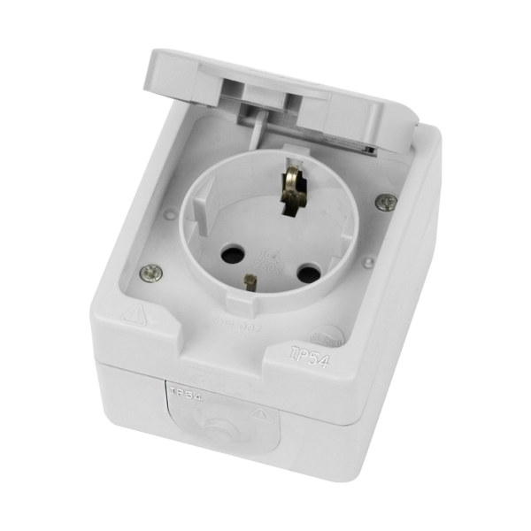 Розетка ОУ 1 мест. белый с з/к IP54 Велена PST16-11-54 STEKKER