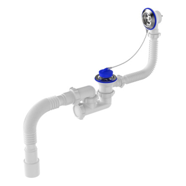 Сифон для ванны 1-1/2*40мм с переливом и гофрой 40*40/50мм AQV255 AQUATTRO