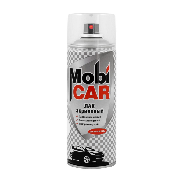 Лак аэрозольный бесцветный глянцевый 520мл Mobicar