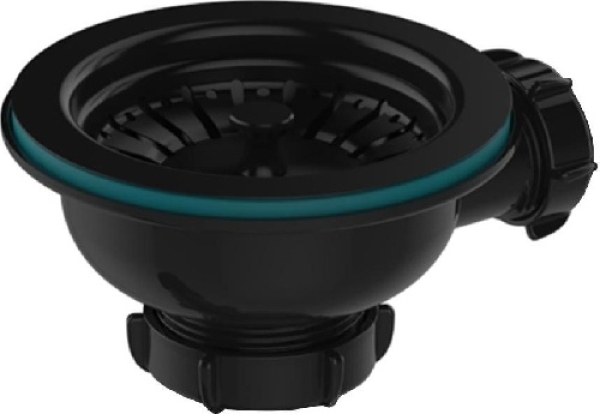 Выпуск для раковины 3-1/2" с отводом под перелив черный NV279-40-MR AQUANT