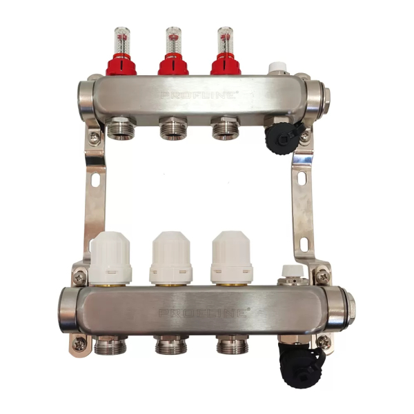 Коллекторная группа в сборе 1" x 3 выхода 3/4" евроконус PROFLINE