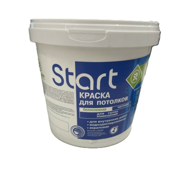 Краска ВД для потолков 7кг белоснежная Start