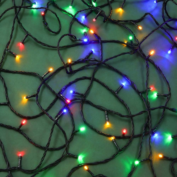 Гирлянда эл вьюн уличная 30м 300 LED мульти 8 реж ПВХ зел коннект IP54 220В (24В)