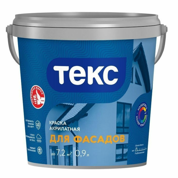 Краска ВД фасадная 0,9кг акрилатная база А Профи Текс