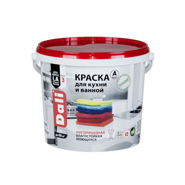 Краска влагостойкая  5 л для кухни и ванной Dali