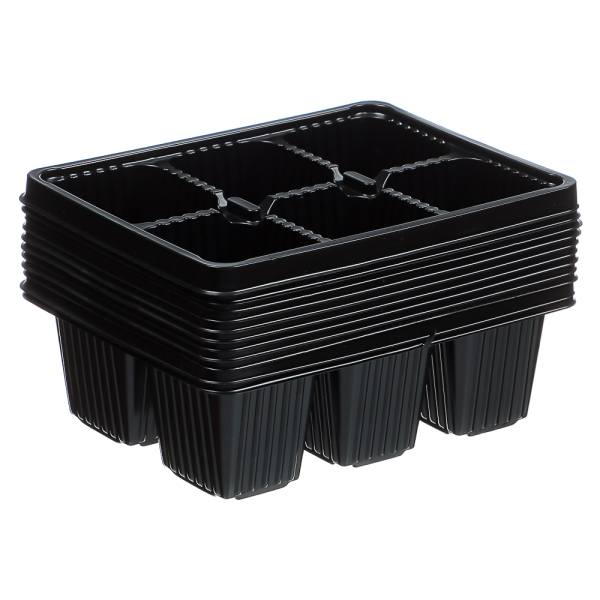 Мини-кассета рассадная 6 ячеек (уп.10 шт), черная