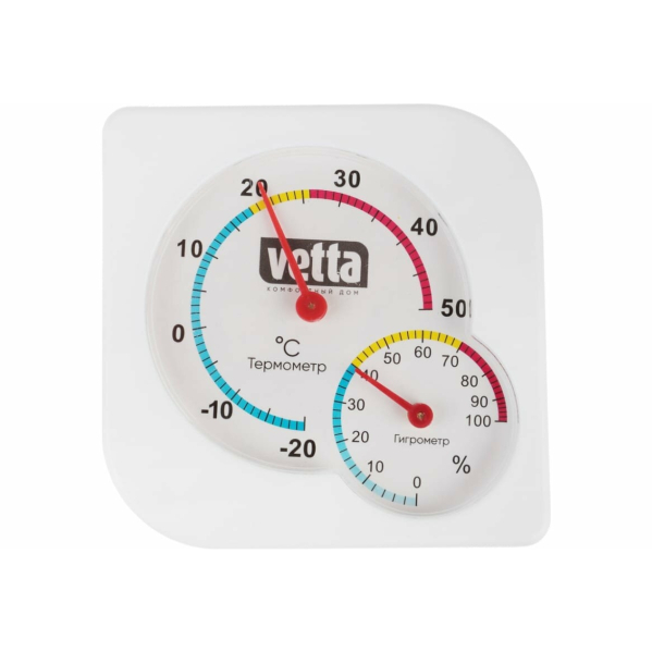 Термометр мини, измерение влажности воздуха тм VETTA, пластик, квадратный, 7,5x7,5см, блистер