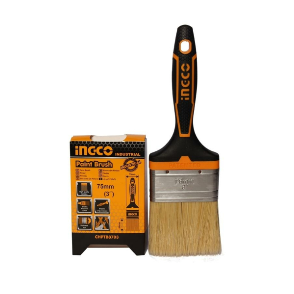 Кисть плоская  75мм для масла двухкомпонентная ручка INGCO