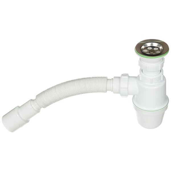 Сифон для мойки 1-1/2"*40мм нерж.выпуск с гофрой 40*40/50мм AQB0115-30 AQUATTRO