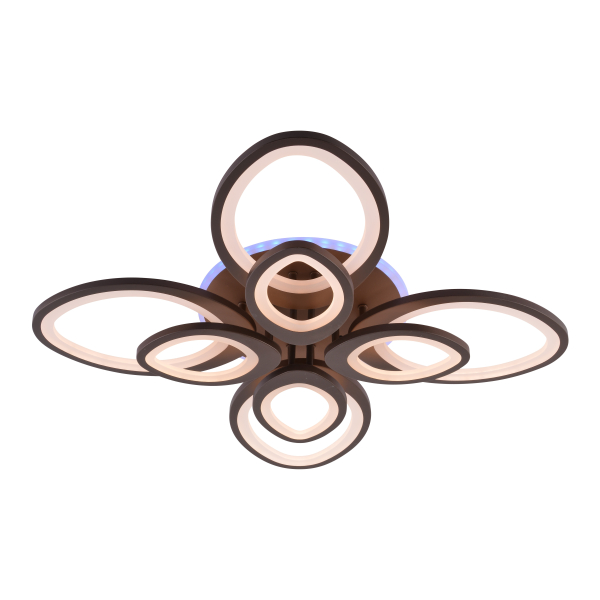 Люстра светодиодная 189Вт+8Вт 3000-6000K кофе DIMMER ПДУ AU61632/4+4 COF RGB Атмосфера уюта