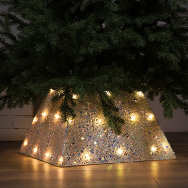 Юбка для елки с подсветкой 50*30*7см белый