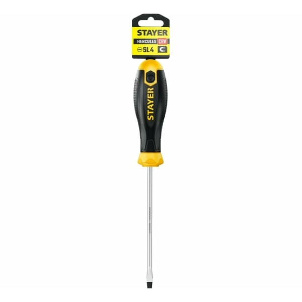 Отвертка SL4*100мм CrV двухкомпонентная рукоятка STAYER Hercules