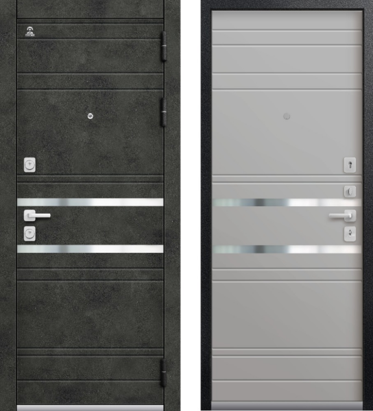 Дверь С-109 Черный Муар/ Бетон темный / Кашемир Сильвер860*2050 L Центурион