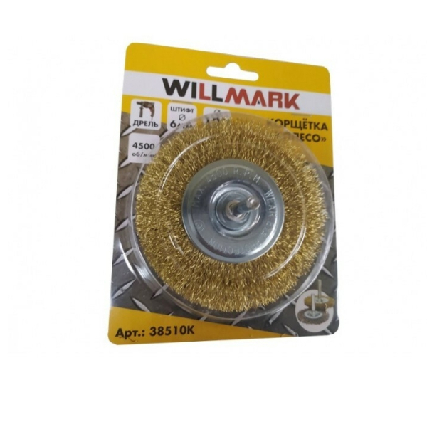 Щетка для дрели плоская стальная латунированная Willmark