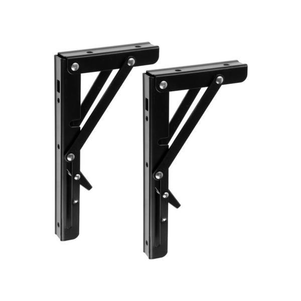 Кронштейн складной для столов и полок черный 200мм 2шт Тундра