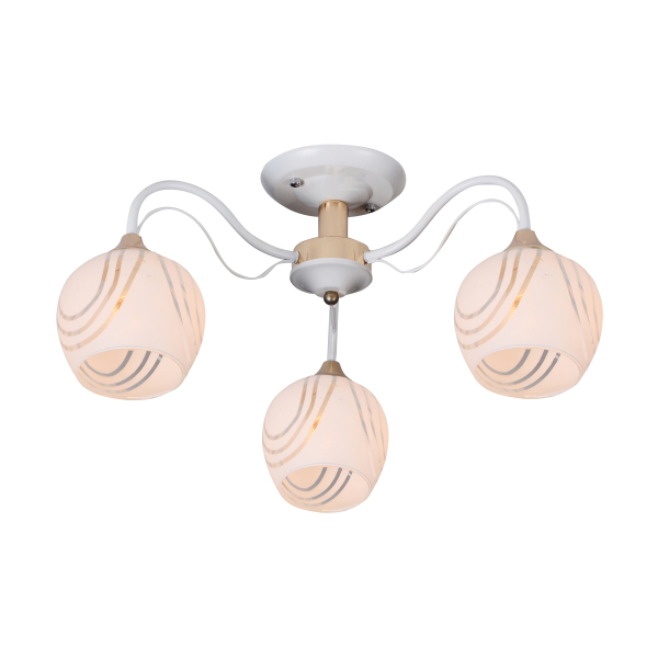 Люстра 3*60Вт Е27 белый/дерево AU12209/3 WH+FGD Атмосфера уюта