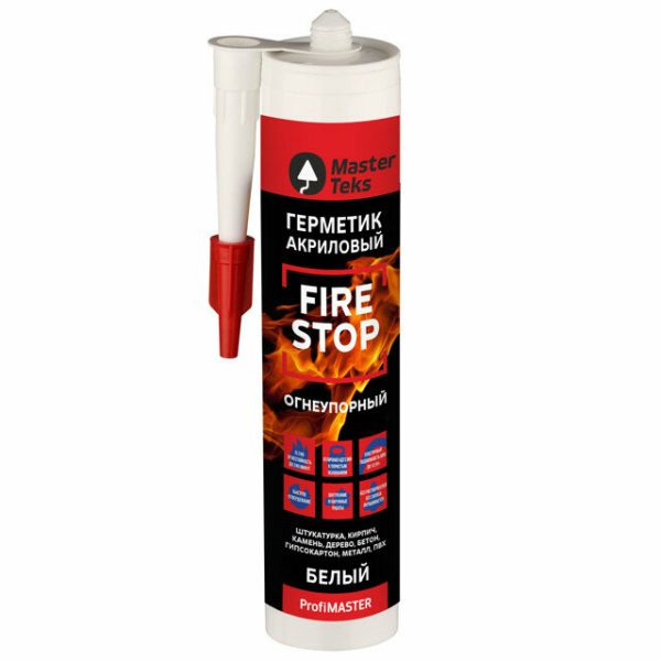 Герметик акриловый огнеупорный белый 300мл MasterTeks ProfiMaster FIRESTOP