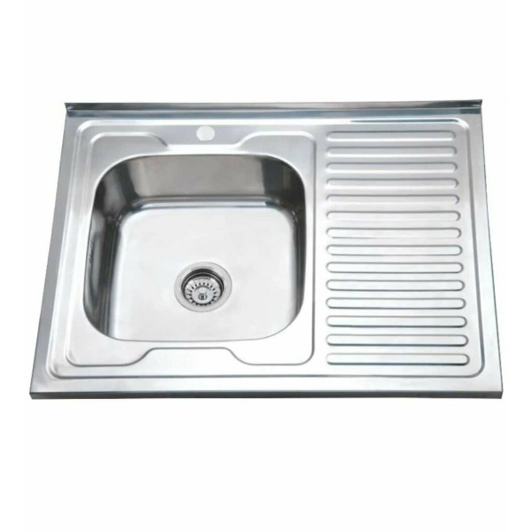 Мойка нерж.сталь накладная 0,6мм 800*600мм 16см левый выпуск VLADIKS