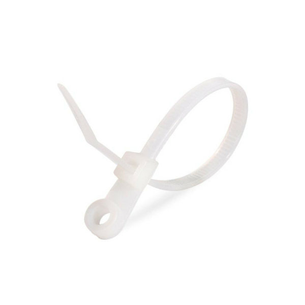 Хомут 4,5*220мм нейлон белый с отверстием для крепления (100шт)