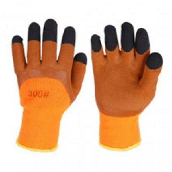 Перчатки  утеплен (Ф) нейлон двойной облив коричневые усиленные пальцы черные