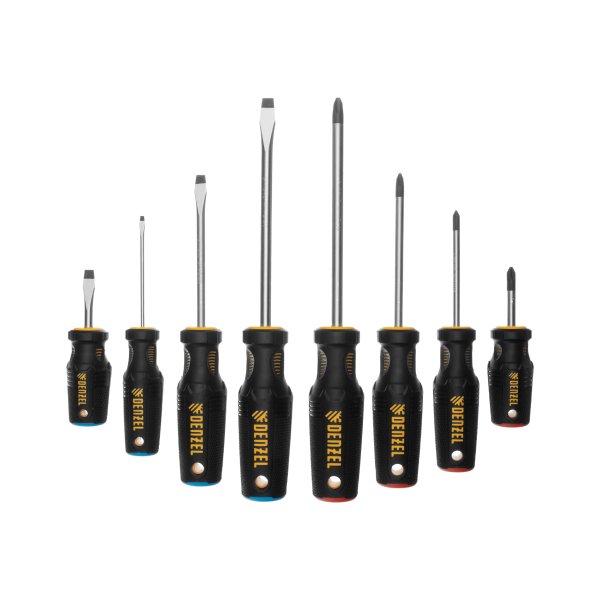 Набор отверток 8шт комбинированный трехкомпонентная рукоятка CrV Denzel