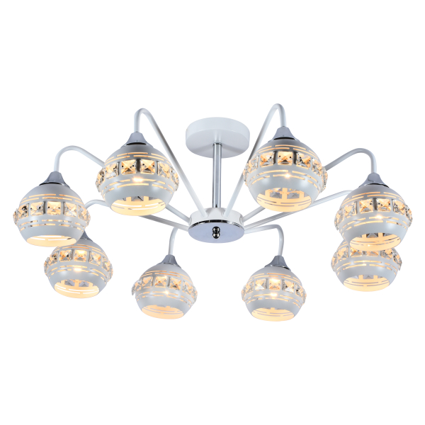 Люстра 8*60Вт Е27 белый/хром AU11405/8 WH+CR Атмосфера уюта