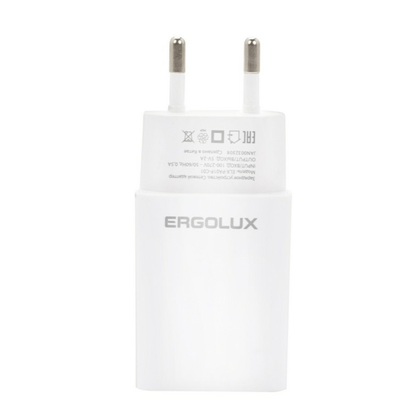 Блок питание СЗУ 1xUSB 100-270V, 10W/2A ПРОМО черный  ERGOLUX