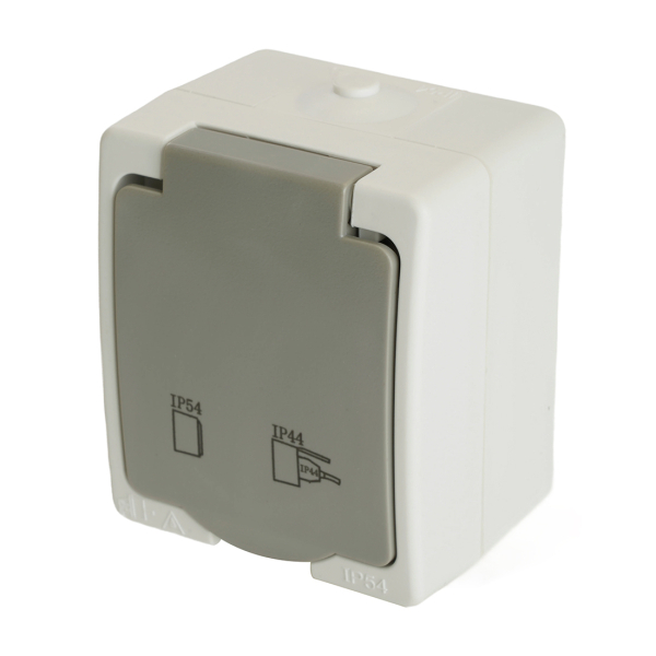 Розетка ОУ 1 мест. белый с з/к IP54 Велена PST16-11-54 STEKKER