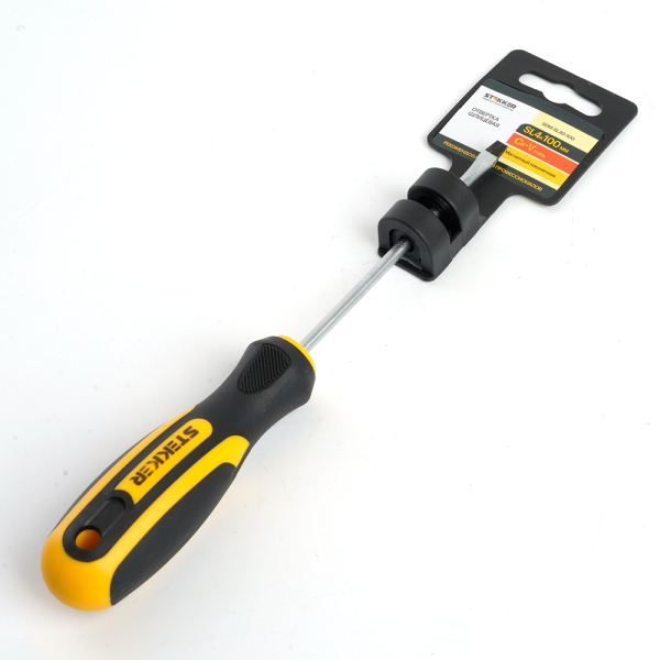 Отвертка SL4*100мм CrV двухкомпонентная рукоятка Stekker