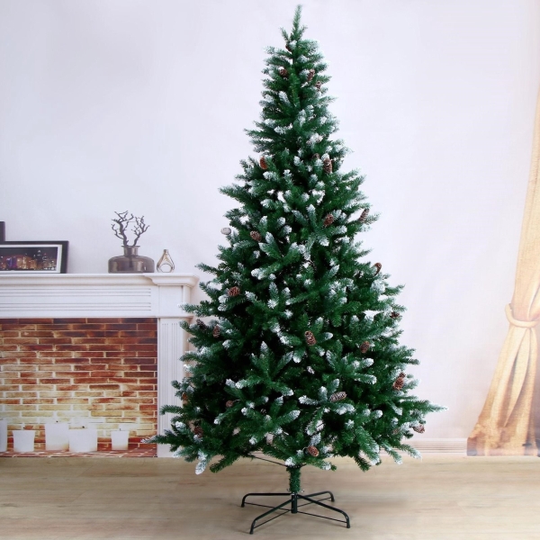 Елка исскуственная 240см с шишками и инеем