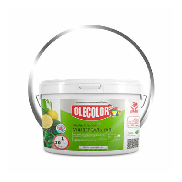 Эмаль акриловая полуглянцевая 2кг белый Olecolor