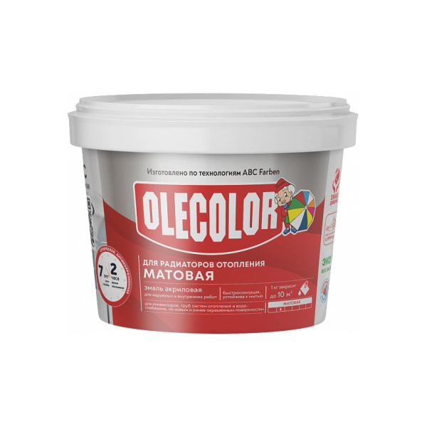 Эмаль акриловая для радиаторов белая матовая 0,5кг Olecolor