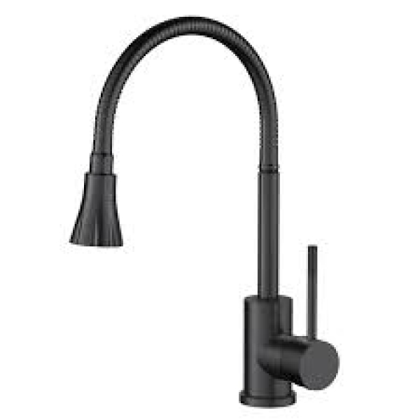 Смеситель для кухни однорычажный гибкий излив 2 режима черный нерж.сталь KF36B VODA