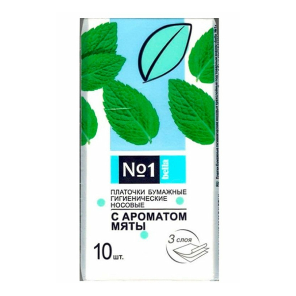 Платочки  носовые 3-х слойные Bella №1 Мята