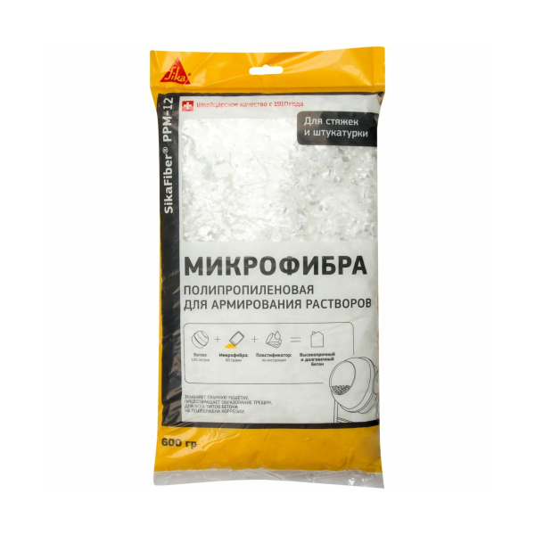 Микрофибра полипропиленовая для армирования растворов SikaFiber PPM-12, 600 г