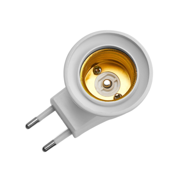 Переходник вилка-патрон Е27 с выключателем белый LH61 Feron