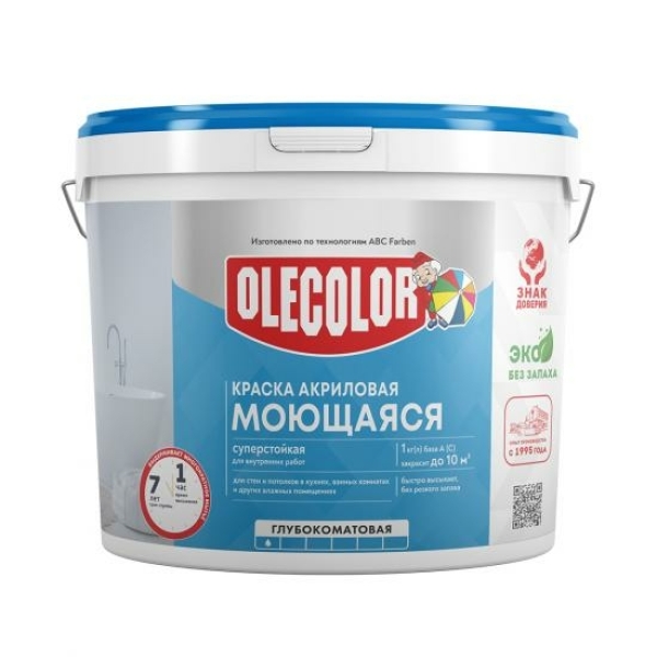 Краска ВД моющаяся  14кг база А Olecolor