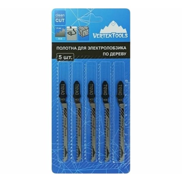 Полотно для электролобзика по дереву и пластику T101AO 5шт VERTEXTOOLS