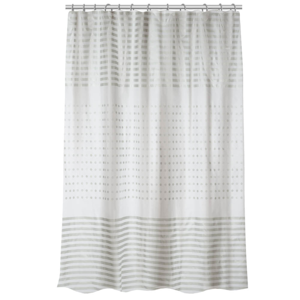 Штора для ванной 180x180см POINT белый/серый, ПЕВА, SWC-50-21