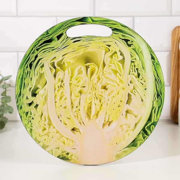 Доска разделочная 25см деревянная Капуста в разрезе Дарим Красиво