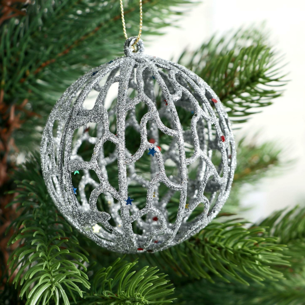 Набор шаров d-8см 2шт серебро Сфера блеска