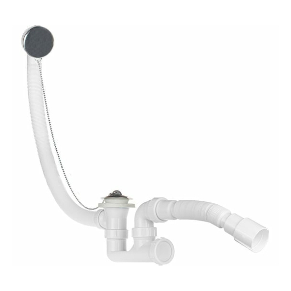 Сифон для ванны 1-1/2"*40/50мм нерж.решетка пробка с гофрой 40мм/40/50мм MPF