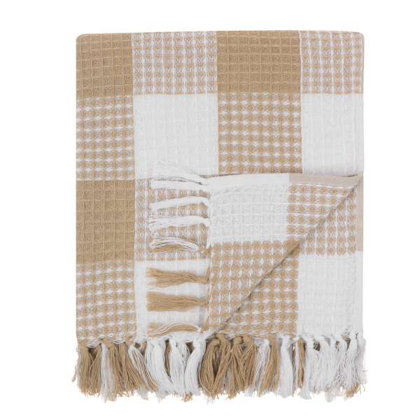 PROVANCE Special Плед хлопок, 180х200см, клетка, бежевый